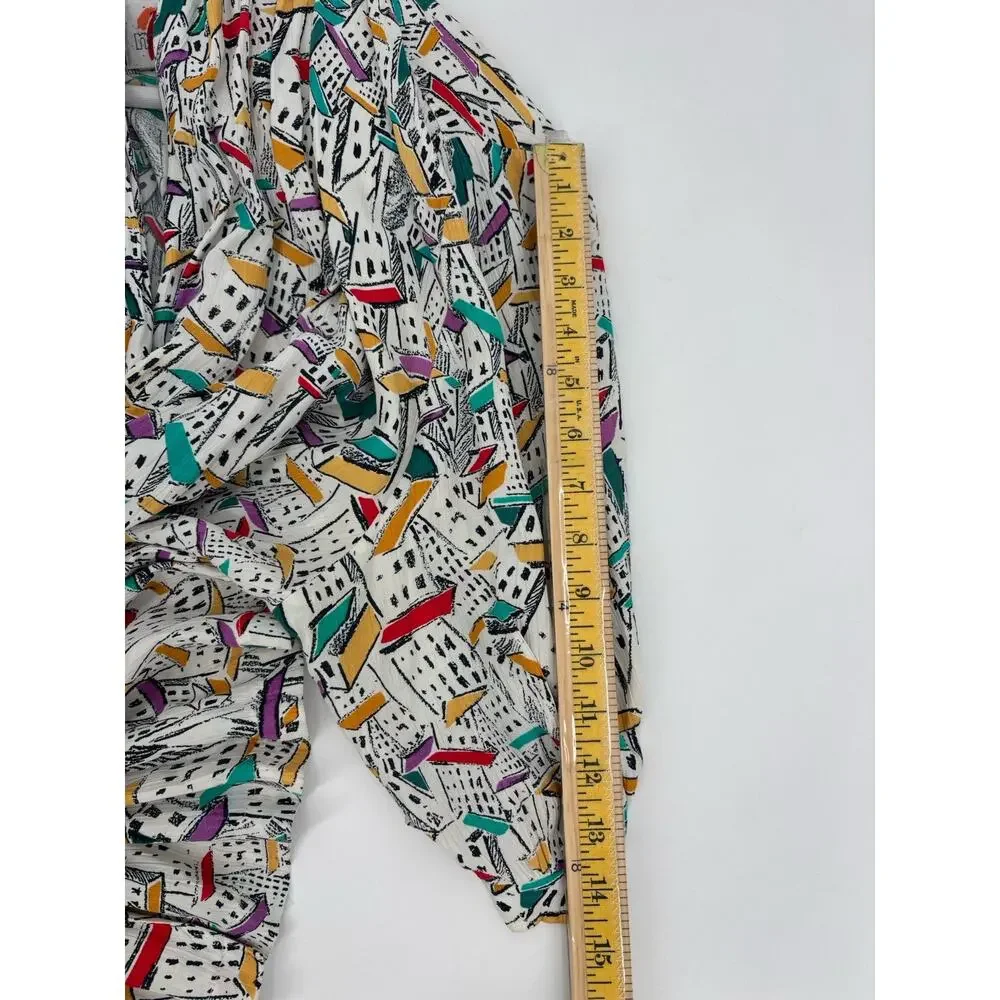 Minx Vintage Jacket Skirt Set Womens 34 / 38 White House Print Crepe Pleated